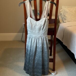 Windsor Silver and Gray Chevron Midi Dress